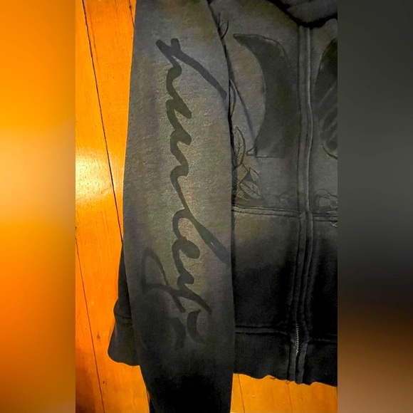 Hurley Black Fade Distressed Zip Up Hoody. Size XS - Picture 3 of 8